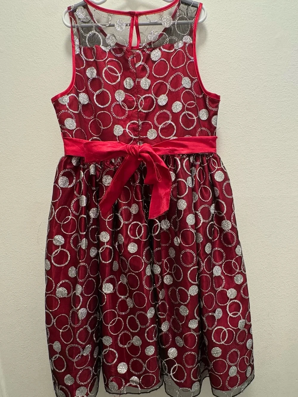 Love Girls Red Party Dress with Silver Circle Accents